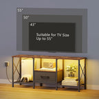 JARHETUN LED TV Stand with Fabric Drawer, Entertainment Center - Image 2