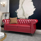 Mid-Century 2 Seater Sofa, Faux Leather Loveseat - Image 7