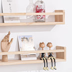 AZSKY Natural Wood Nursery Shelves, Floating Wall Mount Book Shelves Kids Baby - Image 7