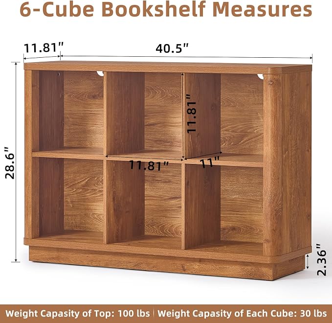 Joaxswe 6 Cube Storage Book Shelf, Floor Standing 2-Tier Wooden Bookshelf - Image 2