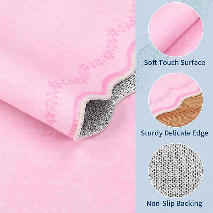 GarveeHome Round Rugs 6ft Scalloped Washable Circle Rug - Image 4