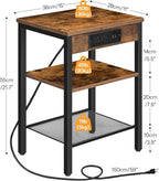 HOOBRO Side Table with Charging Station and USB Port, Small End Table - Image 3