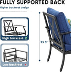 4 Piece Outdoor Patio Furniture Set, Oversized Metal Conversation Set - Image 3
