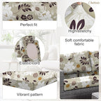 CALBODE 12 Pcs Waterproof Patio Cushion Covers, Floral Printed Stretch Outdoor - Image 3