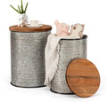 Poofzy Farmhouse End Tables Set of 2, Galvanized Metal Decor Side Table by Poofzy