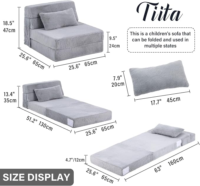 Tiita Convertible Folding Kids Sofa Bed - Image 3