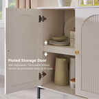 IFBUY Modern Sideboard Buffet Cabinet, 123.5" W Fluted Arched Buffet Cabinet - Image 5