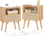 Lerliuo Rattan Nightstands Set of 2 by Lerliuo