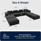 Avenco 141” U-Shaped Modular Sectional Couch Sofa - Image 2