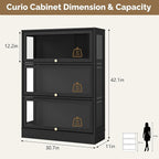 Display Cabinet with Acrylic Glass Doors, 3-Tiers Curio Cabinet with LED - Image 2