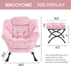 MBOOYOME Lazy Chair with Folding Ottoman, Modern Accent Lounge Armchair with - Image 3