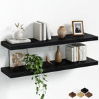 Fun Memories Floating Shelves for Wall, 36 Inch Long Set of 2 Rustic Wood Wall by FunMemories