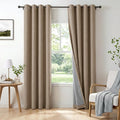 100% Blackout Linen Textured Curtains 72 Inch Long, Copper Brown | 100% by 100BlackoutShield