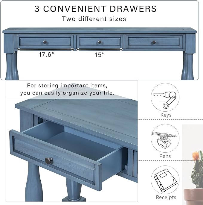 Knocbel 64 Inch Long Antique Entry Console Table - Image 4