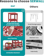 SERWALL Double Adirondack Side Table Set of 6, End Table- Red - Image 7