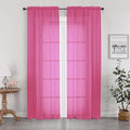 Hot Pink Sheer Curtains for Bedroom Living Room 72 Inches Long 2 Panels Set by OWENIE