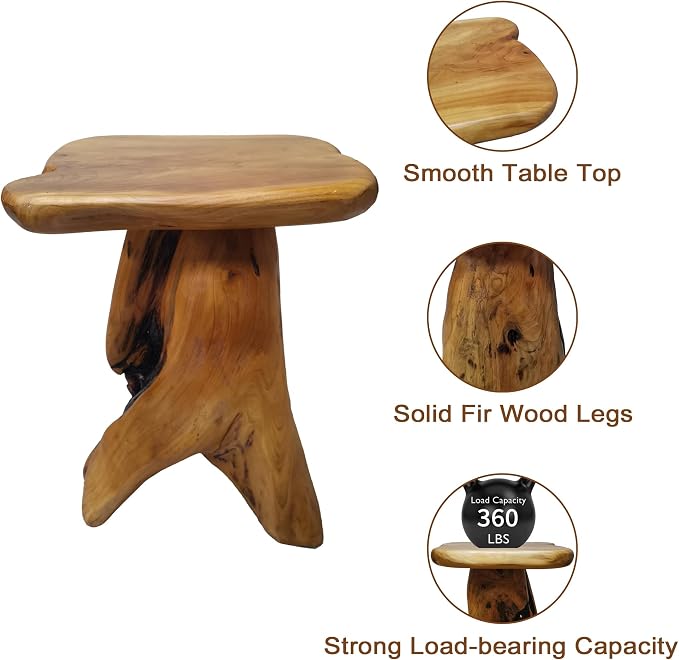 Brefhome 18.9" Tall Cedar Tree Stump Stool, Natural Wood Side Table, - Image 7