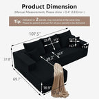 107.5" Cloud Sectional Couch L-Shaped Chaise, Comfy Corduroy Boneless Couch - Image 2