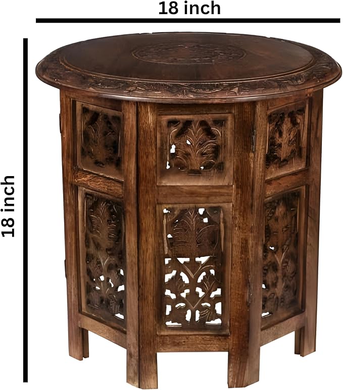 Lightnpro Handcrafted Wooden Round Accent Table - Image 2