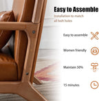 INZOY Mid-Century Modern Accent Chair Set of 2, PU Leather Reading Armchair - Image 9