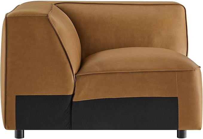 Modway Auren Vegan Leather Corner Modular Chair in Camel - Image 7
