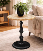 Side Tables-Hand Carved Vintage Boho Folding End Tables - Image 2