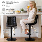 FIRAVOE Bar Stools Set of 4, Adjustable Counter Height Bar Stools 24"-33" - Image 3