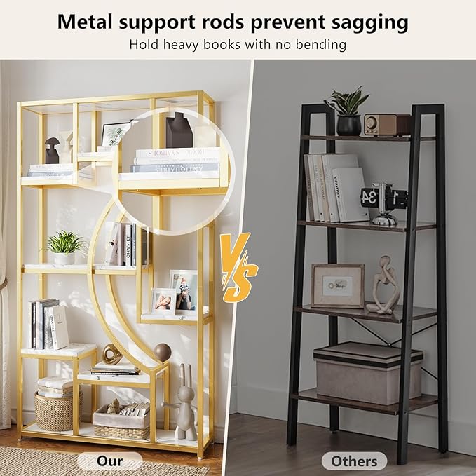 HolliWill Modern Book Shelf, 70.8 Inch Tall Etagere Bookcase, - Image 5