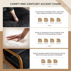 VINGLI Chenille Mid-Century Modern Accent Chair Set of 2, Cute Reading Arm Chair - Image 3