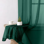 Hunter Green Sheer Curtains 96 Inches Long 2 Panels, Airy Voile Solid Curtains - Image 4