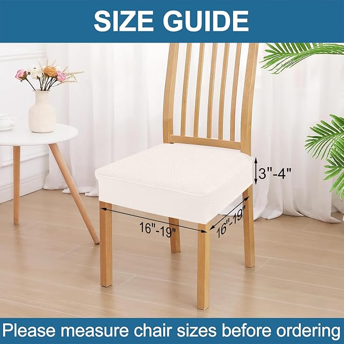 Smiry Waterproof Seat Covers for Dining Room Chairs Set of 8, Stretch Jacquard - Image 2