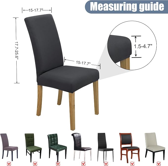 BIETYONE Stretch Dining Chair Covers Set of 8, Soft Removable Washable Kitchen - Image 5