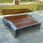 LITFAD Outdoor Indoor Bench Stainless Steel Metal Park Bench - Image 6