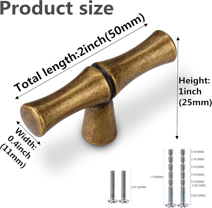 6Pcs Bamboo Shape Zinc Alloy Cabinet Knobs Handles pulls, Dresser Drawer - Image 3
