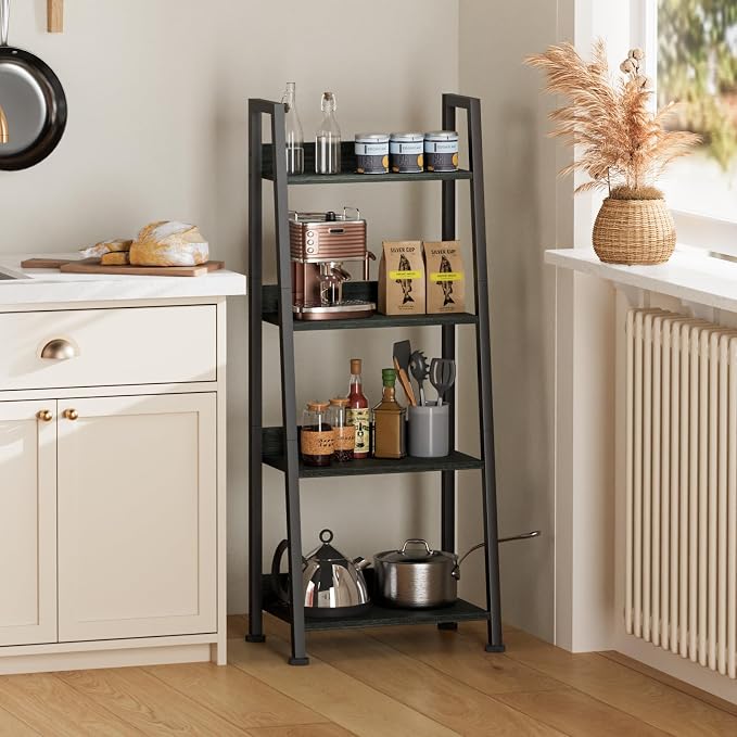 Furologee 4-Tier Ladder Shelf, Ladder Bookshelf - Image 4