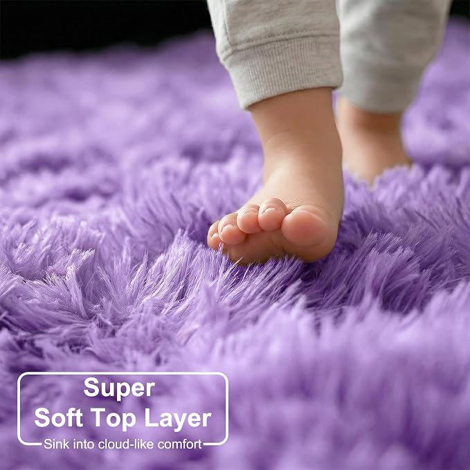 Amdrebio Purple Fluffy Kids Area Rug 4x6 - Image 4