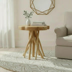 WELLAND Solid Teak Live Edge End Table, Small Accent Table, Plant Stand - Image 3