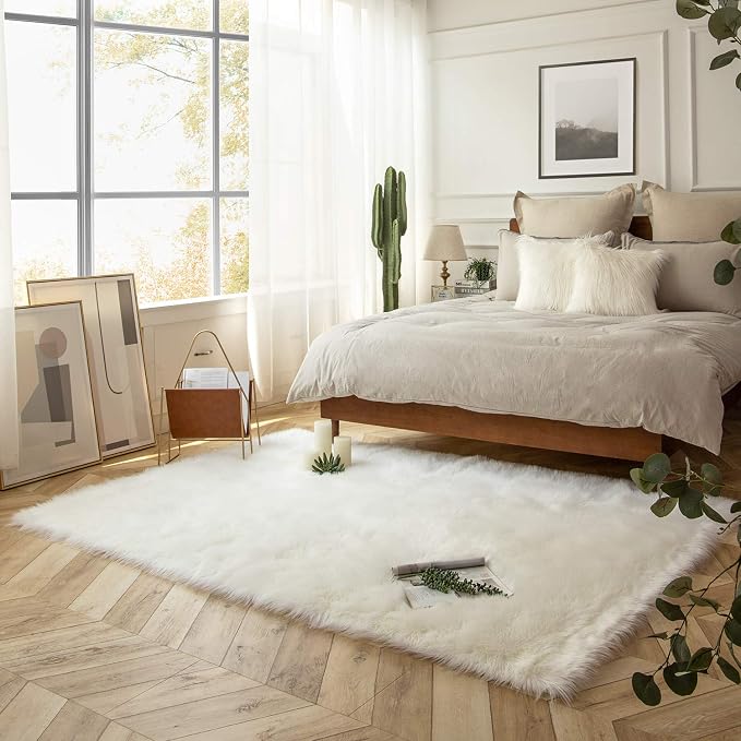 Ashler Home Deco Faux Fur Rug, Fluffy Shaggy Area Rug Ultra Soft 5 x 7 Feet - Image 9