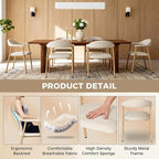 DUMOS Dining Chairs Set of 4, Linen Fabric Upholstered Kitchen Side Chairs - Image 3
