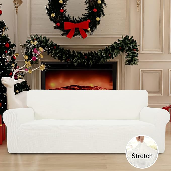 Easy-Going Stretch Oversized Sofa Couch Slipcover Washable Cream | 1-Piece - Image 2