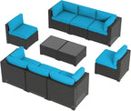 Aoxun 10 Piece Patio Furniture Set Wicker Rattan Patio Sectional Sofa Set - Image 4