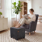 ABHENG Chenille Cover Steel Frame Ottoman - Image 2