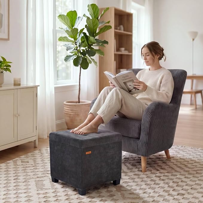 ABHENG Chenille Cover Steel Frame Ottoman - Image 2