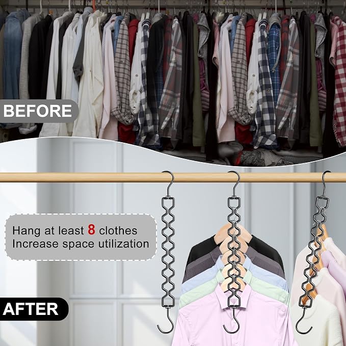 Space Saving Hangers for Clothes 6 Pack, Sturdy Metal Hangers Heavy Duty Magic - Image 2