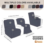 Recliner Loveseat Covers with Console, 6-Piece Stretch Geometric Strokes - Image 2