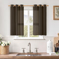 40 Inch Linen Curtains for Kitchen Windows, Semi Sheer Light Filtering Panels by LAMIT