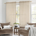 MIULEE Light Taupe Linen Curtains 52x63 Inch Length - Image 2