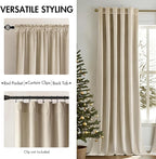 MIULEE Velvet Curtains 52x108 inches 2 Panels Beige Blackout Curtains | Luxury - Image 2