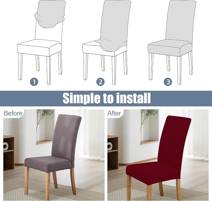 BIETYONE Stretch Dining Chair Covers Set of 4, Soft Removable Washable Kitchen - Image 4