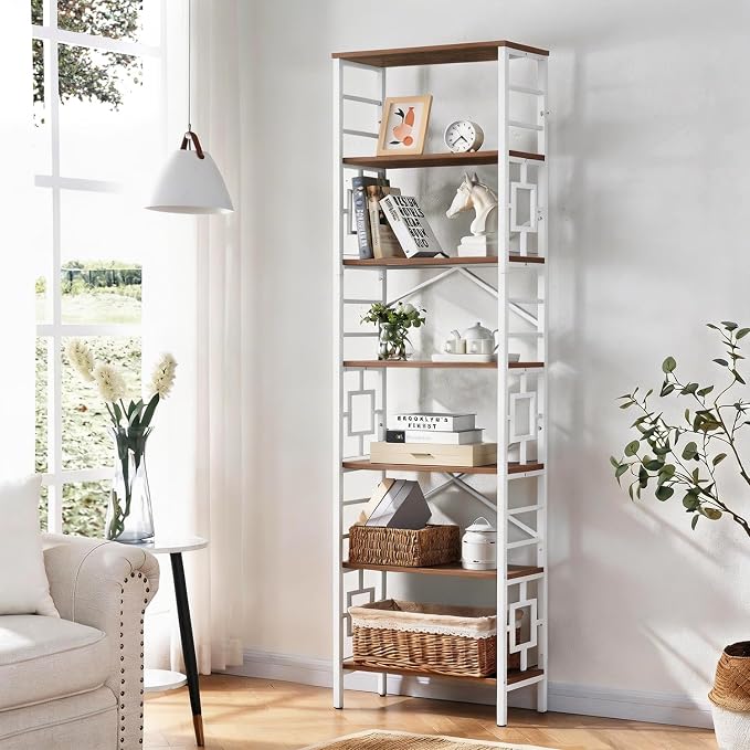 HOMISSUE Bookcase, 7-Tier Tall Bookshelf Metal Bookcase and Bookshelves - Image 3